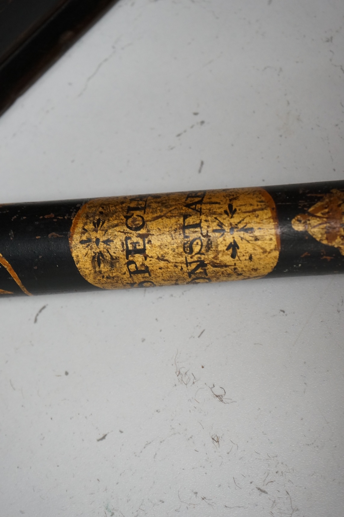 A William IV painted wood police truncheon, Special Constable, 46cm long